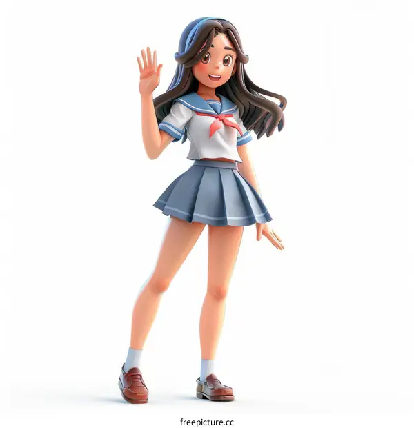 Anime School Girl in Sailor Fuku Uniform