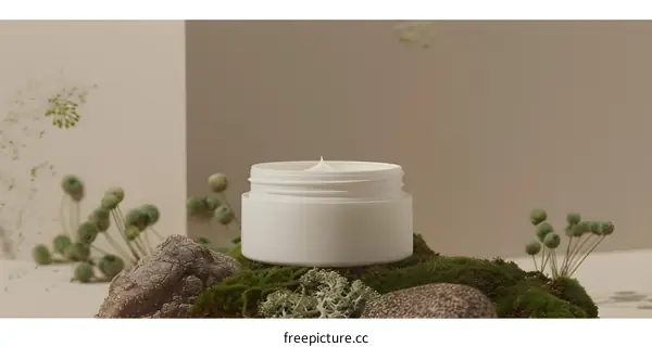 White Cream Jar on Mossy Rock