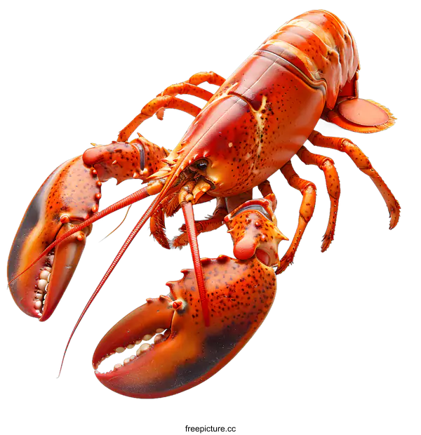 [Transparent Background PNG]A bright red lobster on a white background