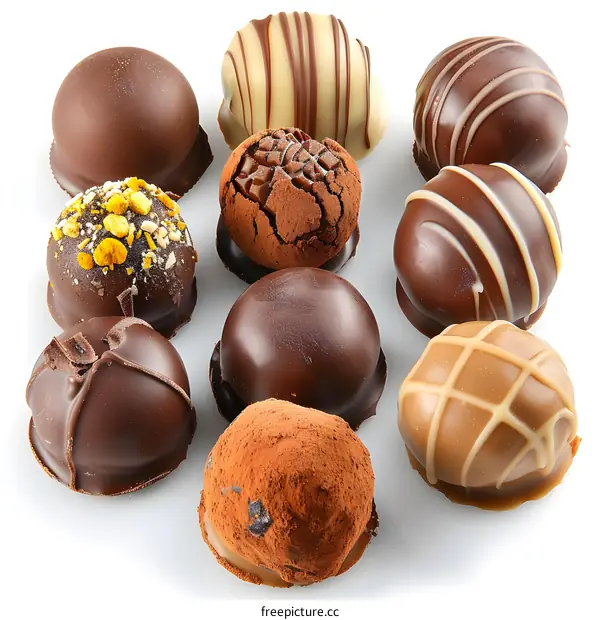 An assortment of delicious chocolate truffles