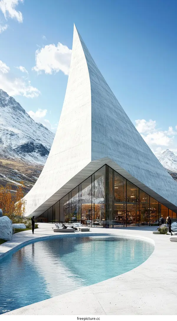 Modern Concrete Architecture with Mountain View