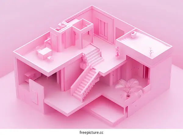 Isometric pink house