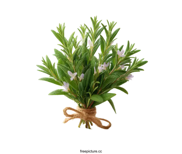 [Transparent Background PNG]Fresh Rosemary and Sage Herb Bouquet