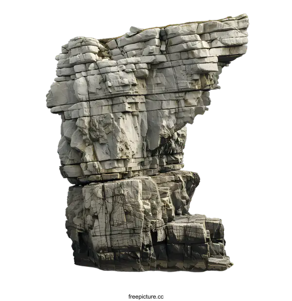 [Transparent Background PNG]Sea Cliff Rock Formation Isolated On White Background