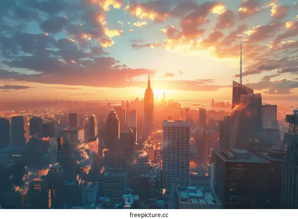 New York City Skyline at Sunrise