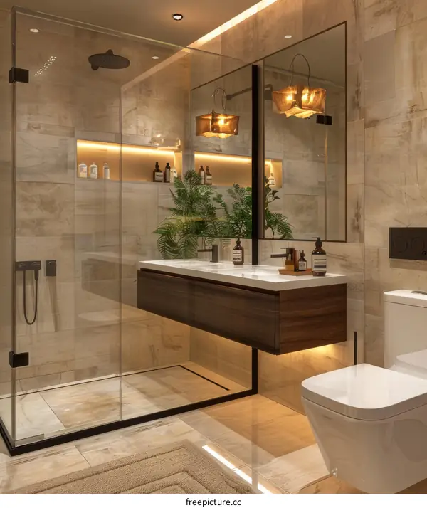 Modern Luxury Bathroom Design with Walk-in Shower