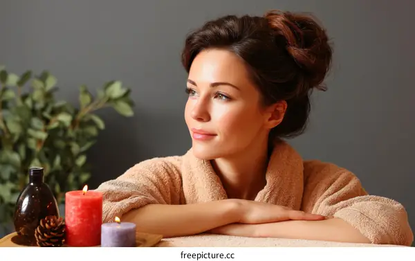 Relaxing Spa Woman in a Robe