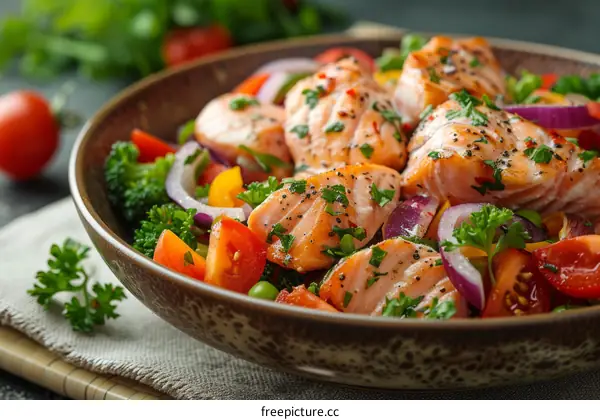 Salmon with vegetables