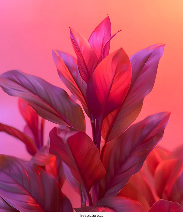 Closeup of Pink Leaves in Soft Light