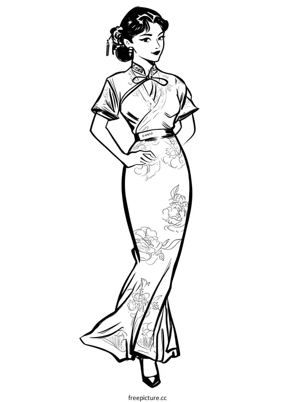 Woman in Traditional Chinese Clothing Illustration