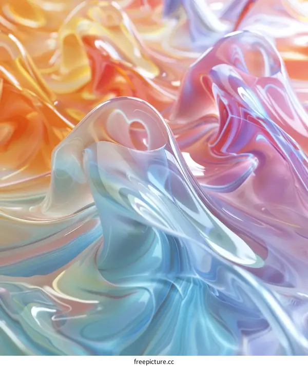 Abstract Liquid Marble Background with Iridescent Colors