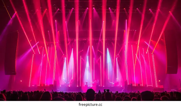 Pink Concert Stage with Crowd
