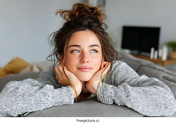 Relaxing Young Woman at Home