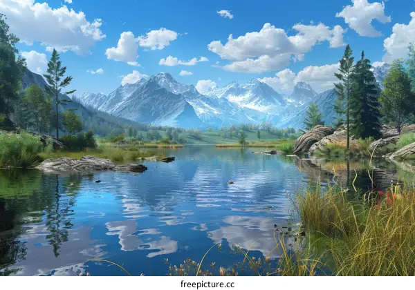 Majestic Mountain Lake Landscape