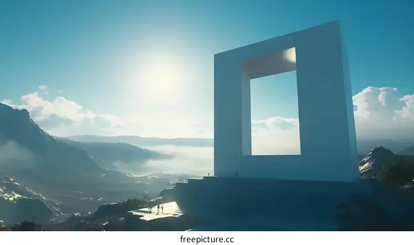 White Frame Structure on a Mountain