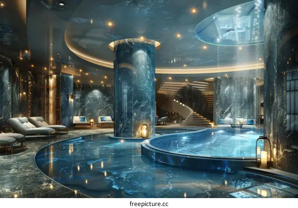 Opulent Indoor Swimming Pool in Luxury Hotel