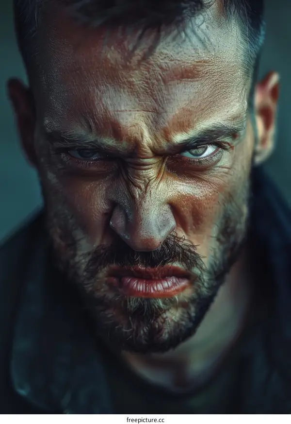 Close Up Portrait of an Angry Man