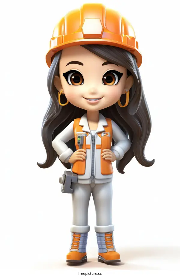 3D illustration of a female construction worker