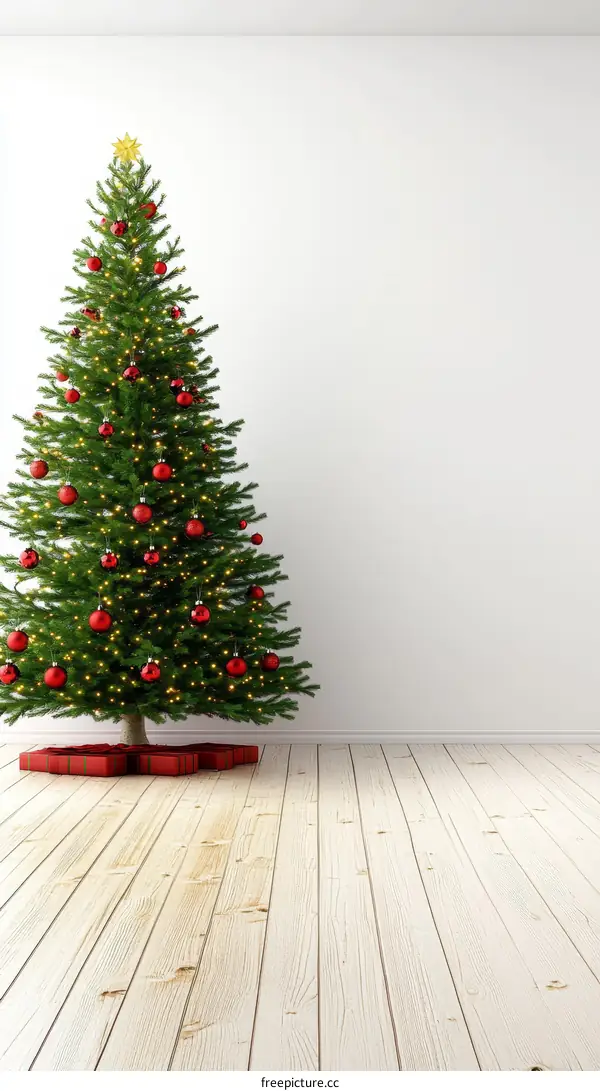 Christmas Tree in Modern Interior Scene
