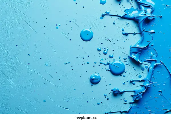 Blue paint splattered on a blue background