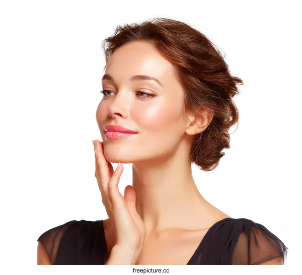 [Transparent Background PNG]Beautiful Caucasian Woman Portrait with Perfect Skin