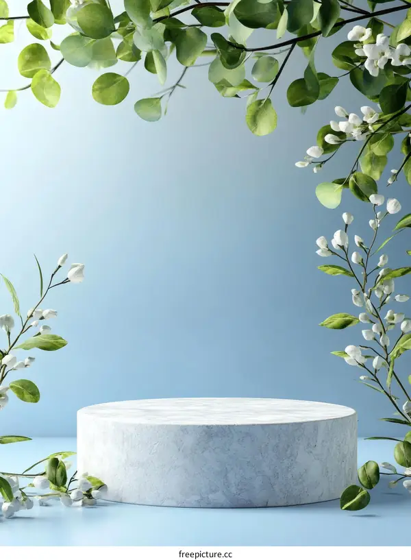 Elegant Marble Podium with Floral Accents