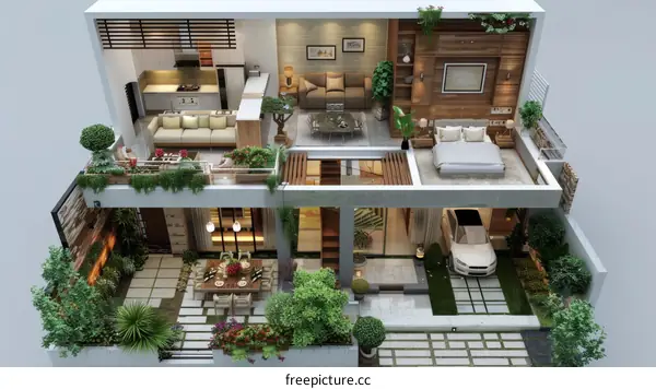 Small House Design with Garden and Courtyard