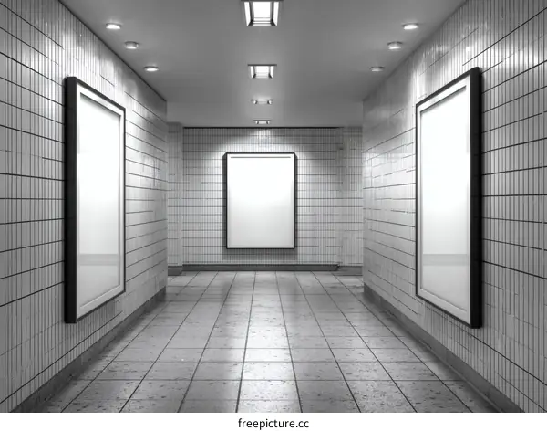 Subway Passageway with Blank Posters