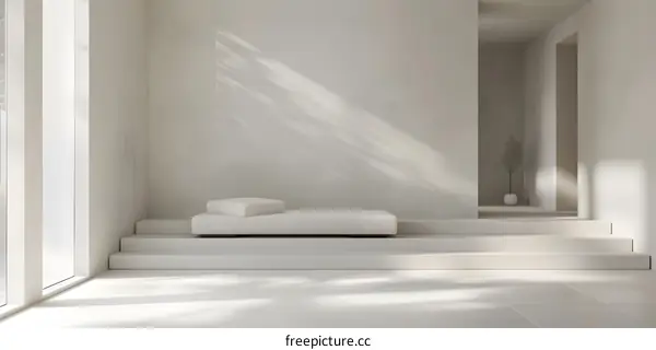 Minimalist White Interior Design with Light Streaks