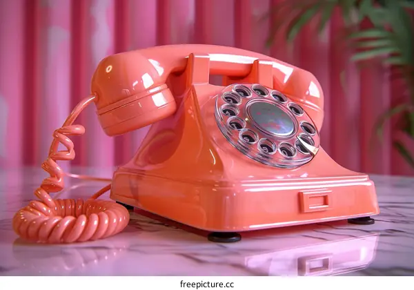 Vintage Pink Rotary Dial Telephone from the 1950s