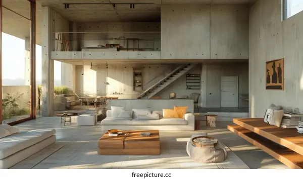 Modern Concrete Minimalist House Interior