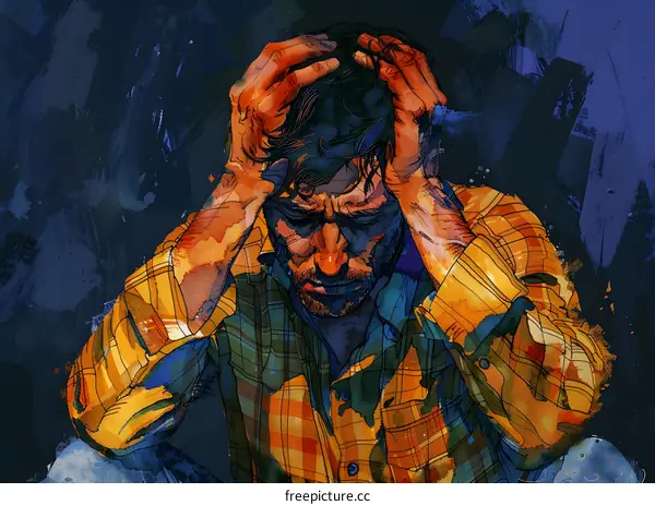 man holding his head in despair