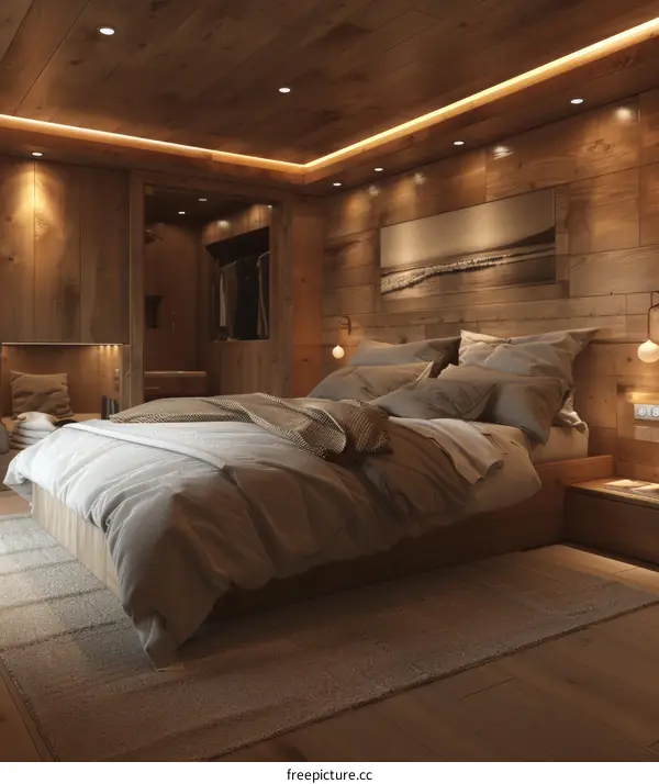 Cozy Wooden Bedroom Interior Design