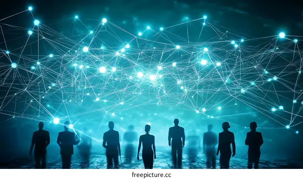 Silhouette Group Walking Towards Network Connections