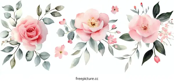 Delicate Watercolor Floral Bouquet Arrangement