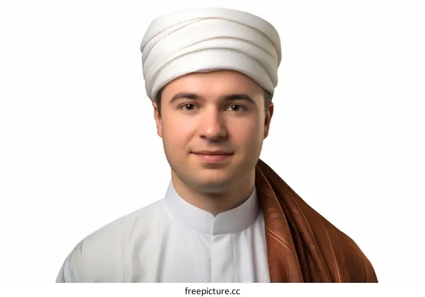 Portrait of a Muslim Man in Traditional Dress
