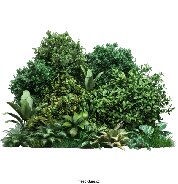 [Transparent Background PNG]Green plants and shrubs on a transparent background