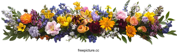 [Transparent Background PNG]Colorful Floral Arrangement Border