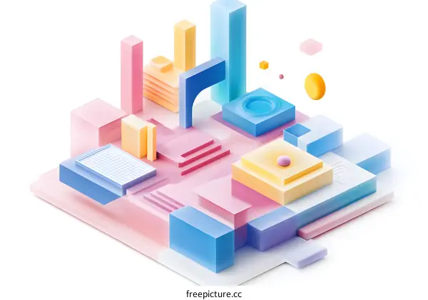 Abstract Geometric Shapes 3D Illustration