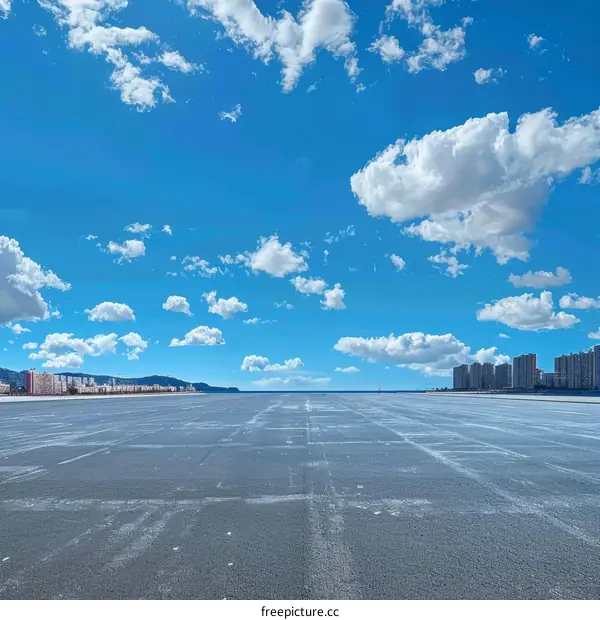 Wide Open Road Under a Vast Blue Sky