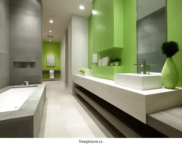 Modern Contemporary Bathroom Design with Green Accents