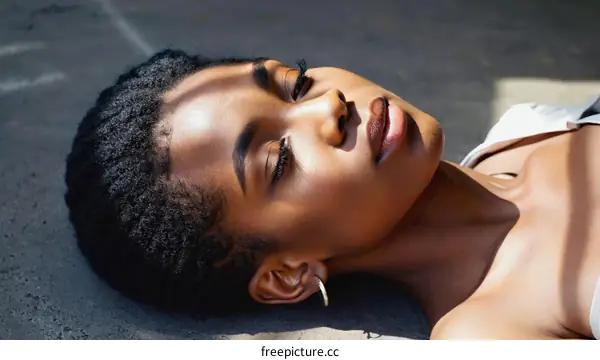 Relaxed African Woman Outdoor Portrait