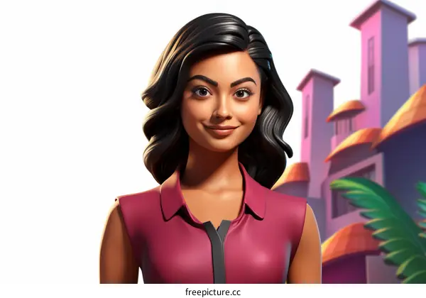 Illustration of a Woman Standing in Front of a Building