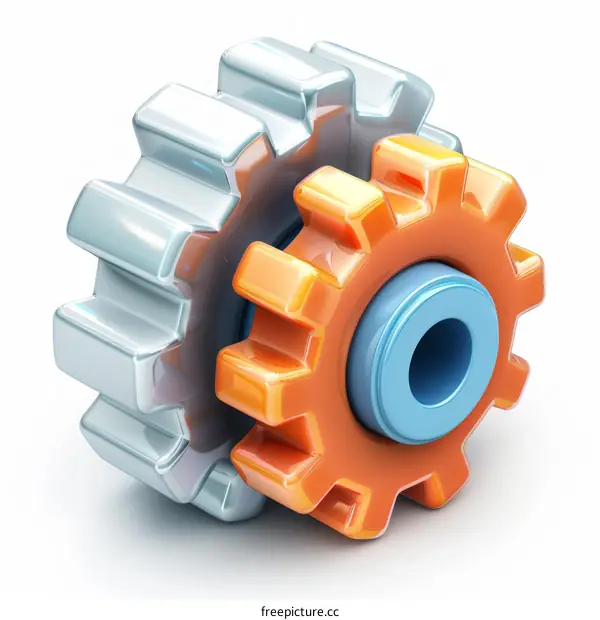 3D Illustration of Interlocking Gears Concept of Business Progress