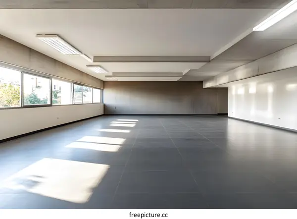 Empty Room with Concrete Walls and Large Windows