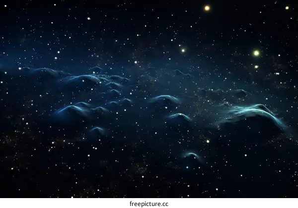 Interstellar space cloudscape with stars and nebulae