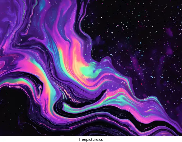 Abstract Liquid Painting with Neon Colors