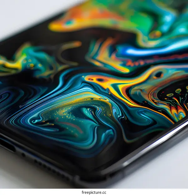 Abstract Swirls of Color on a Phone Screen