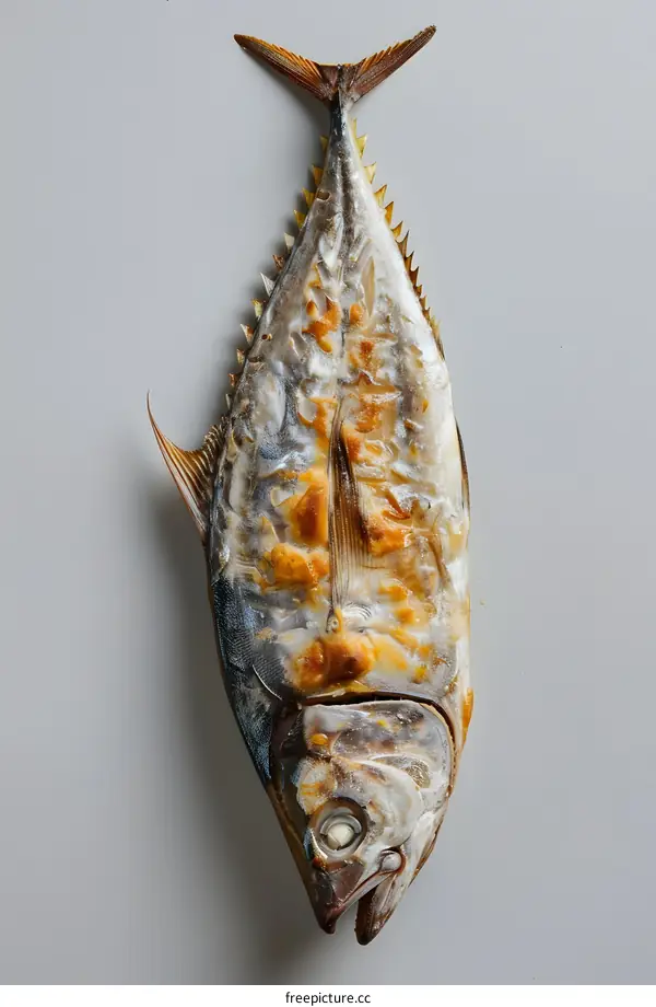 Dried Fish on Gray Background