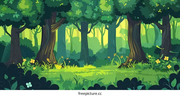 Green Forest Landscape Illustration